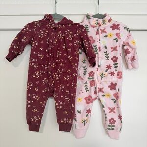Floral Kids One Piece Set Bundle -‎ Maroon and Pink